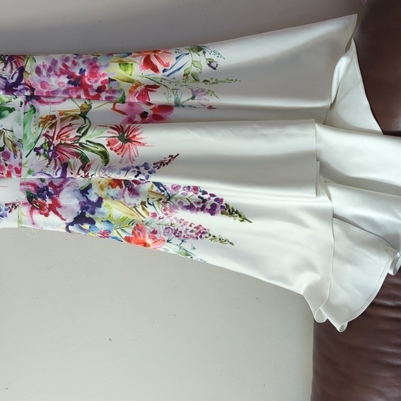 Joseph Ribkoff Floral High-Low Dress - White and Multicolor - Picture 7 of 14